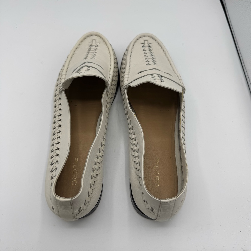 Anthropologie Anthro Pilcro Huarache Woven Leather Loafers White Black Size 10 - Picture 5 of 6